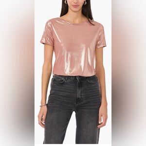 Vince Camuto Shimmering Rose Gold Short Sleeve Top